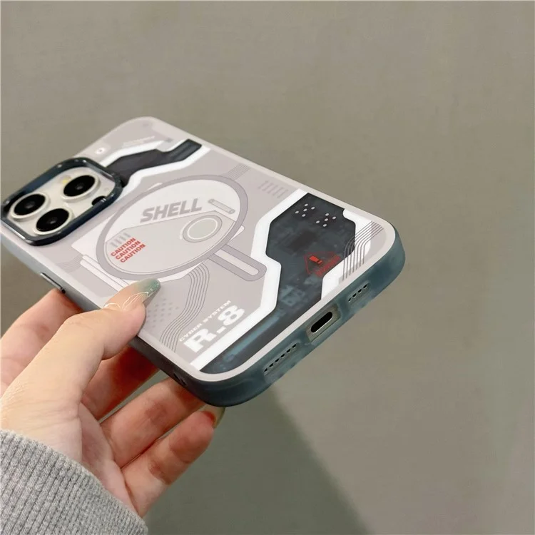 Магнитный чехол для iPhone 15 Pro Max с электронным рисунком, ПК+ТПУ, черный