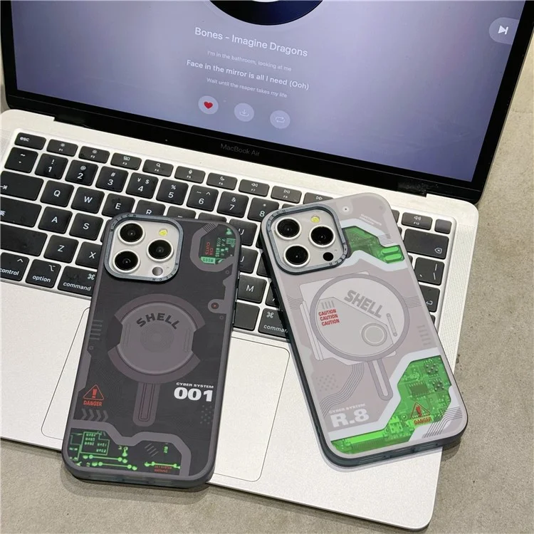 For iPhone 15 Pro Case Electronic Board Pattern PC+TPU Phone Cover Compatible with MagSafe - Black