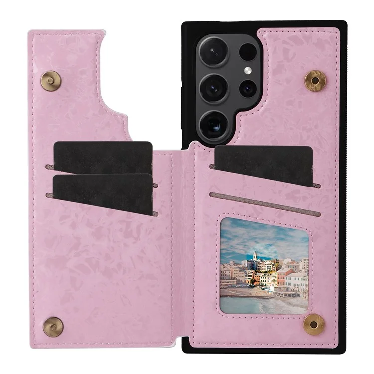 For Samsung Galaxy S24 Ultra Case PU Leather+TPU Flower Pattern Phone Cover with Dual Magnetic Clasp - Rose Flower
