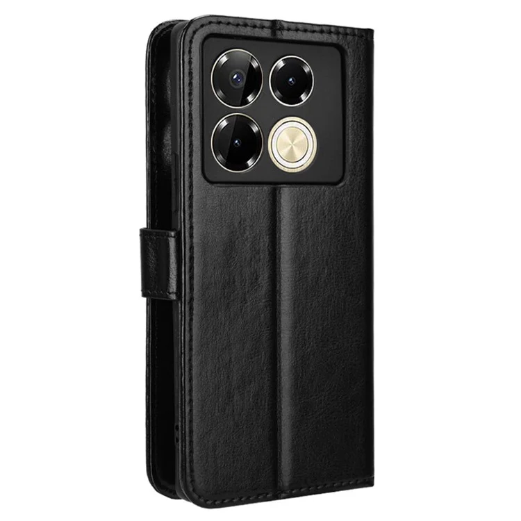 Per Infinix Note 40 Pro 4G X6850 Case PU Leather Crazy Horse Texture Anti-Drop Phone Cover - Nero