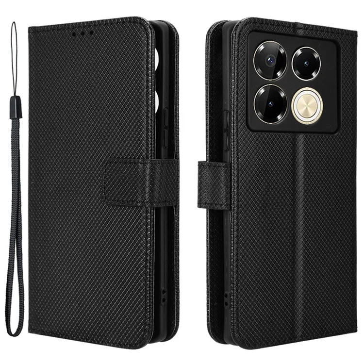 Para el Infinix Note 40 Pro 4G X6850 Funda de Piel de Cuero Sintético con Soporte - Negro