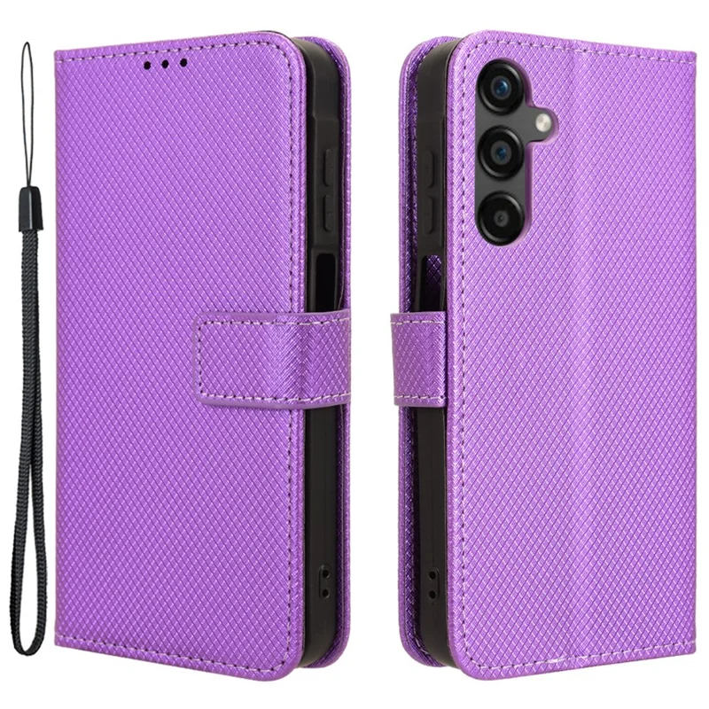 For Samsung Galaxy M55 5G / C55 5G / F55 5G Case Diamond Texture PU Leather Wallet Phone Cover TPU Inner Shell - Purple