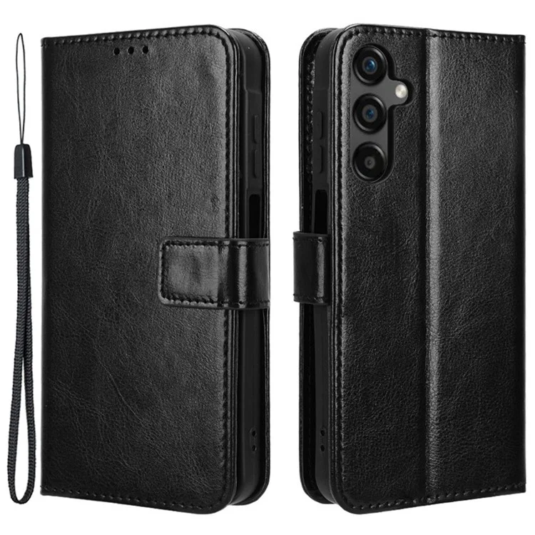 Para Samsung Galaxy M55 5G / C55 5G / F55 5G Funda Textura de Cuero de Caballo Loco Cubierta de Teléfono con Billetera Soporte - Negro