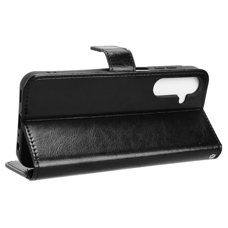 Para Samsung Galaxy M55 5G / C55 5G / F55 5G Funda Textura de Cuero de Caballo Loco Cubierta de Teléfono con Billetera Soporte - Negro