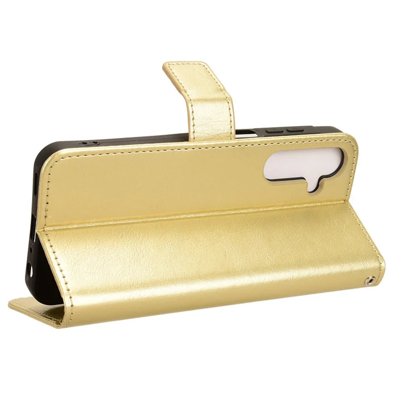 For Samsung Galaxy M55 5G / C55 5G / F55 5G Case Crazy Horse Texture Leather Phone Cover with Wallet Stand - Gold