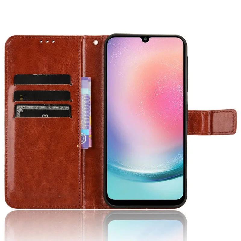 Para Samsung Galaxy M55 5G / C55 5G / F55 5G Case Crazy Horse Texture Leather Phone Cover with Wallet Stand - Marrom