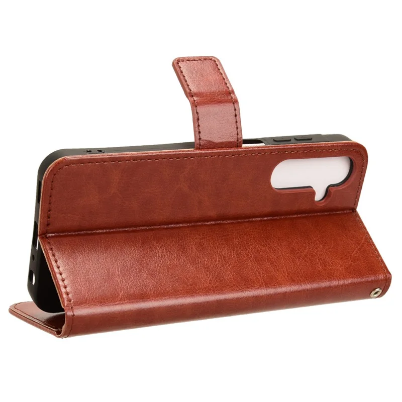 Para Samsung Galaxy M55 5G / C55 5G / F55 5G Case Crazy Horse Texture Leather Phone Cover with Wallet Stand - Marrom