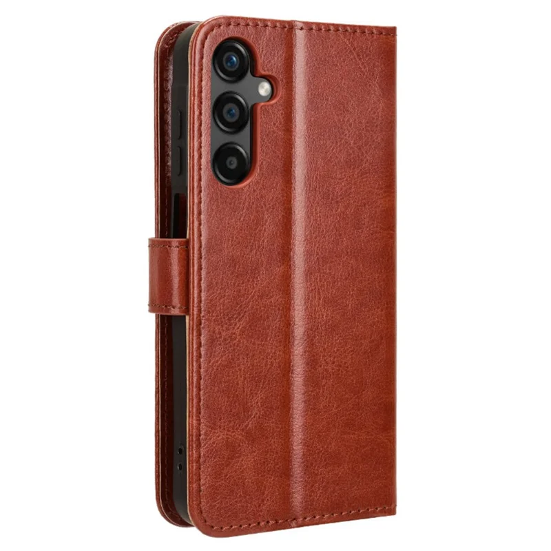 Para Samsung Galaxy M55 5G / C55 5G / F55 5G Case Crazy Horse Texture Leather Phone Cover with Wallet Stand - Marrom