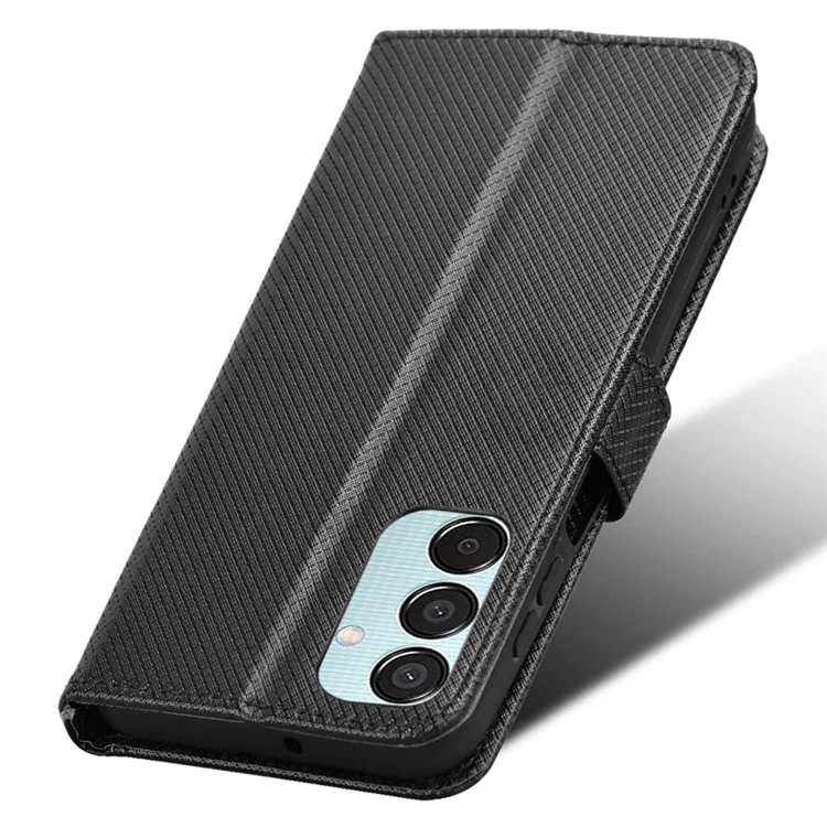 Per Samsung Galaxy F15 5G / M15 5G Custodia Portafoglio Texture Diamantata in Pelle - Nero