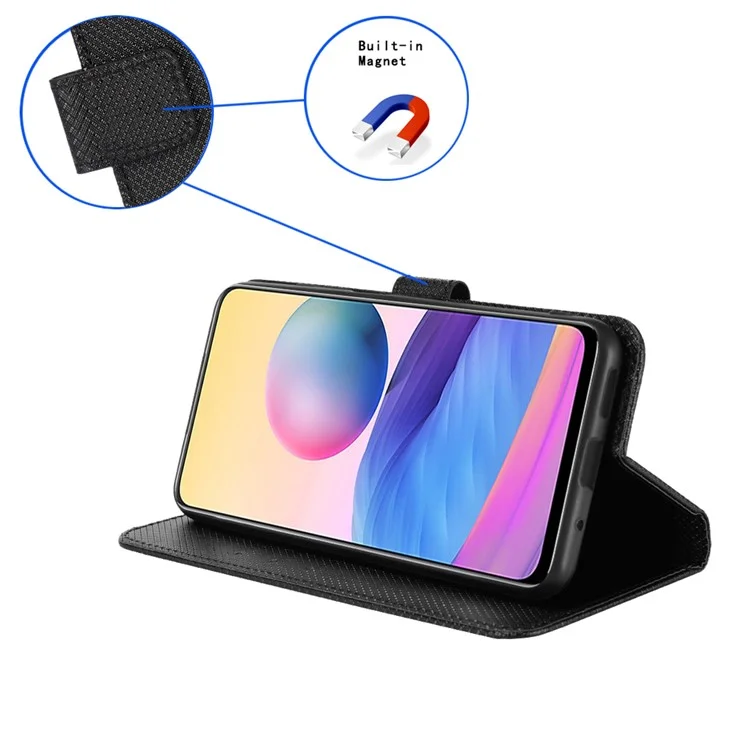 Per Samsung Galaxy F15 5G / M15 5G Custodia Portafoglio Texture Diamantata in Pelle - Nero