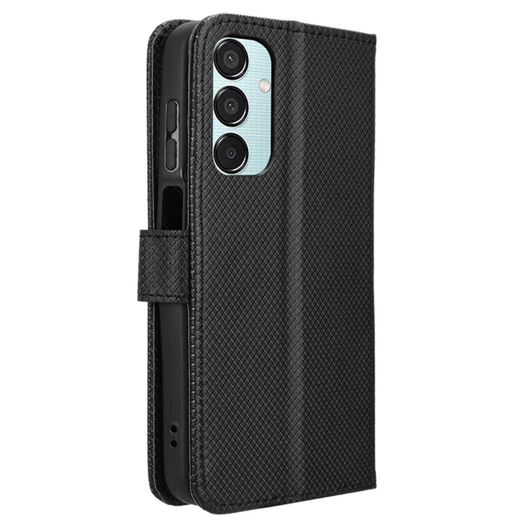 Per Samsung Galaxy F15 5G / M15 5G Custodia Portafoglio Texture Diamantata in Pelle - Nero