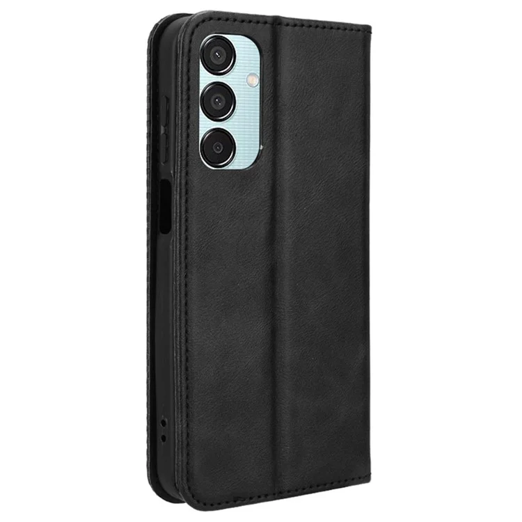 Per Samsung Galaxy F15 5G / M15 5G Custodia Vintage in Pelle PU Folio Cover per telefono con vani per contanti/carte - Nero