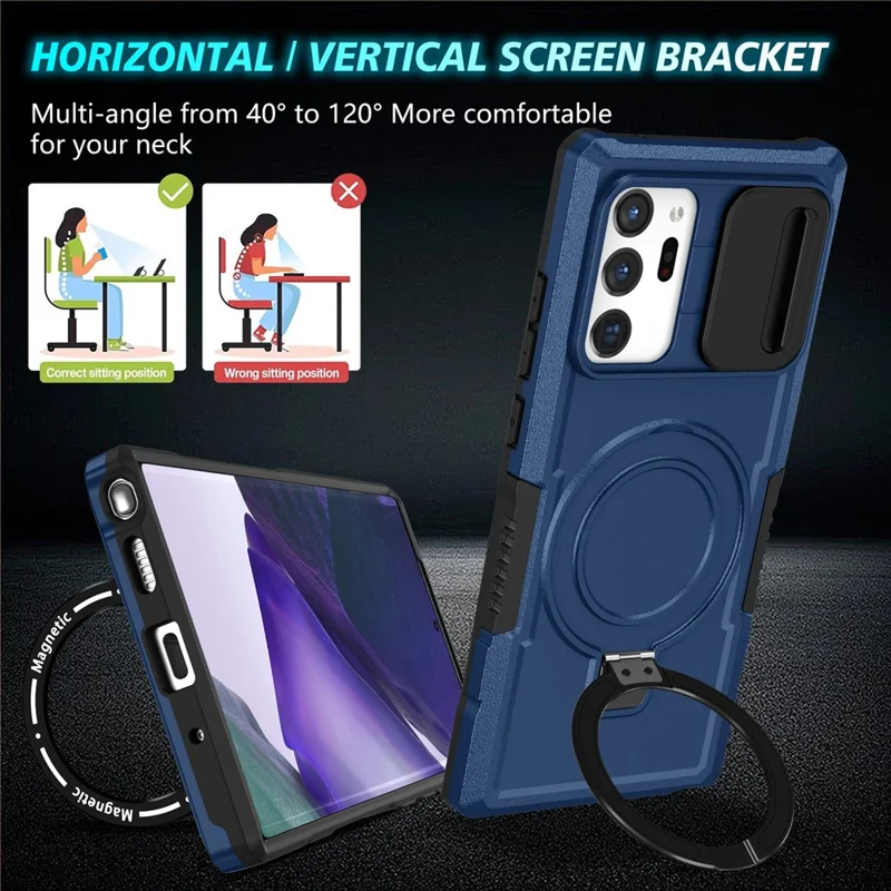 Para Samsung Galaxy Note20 Ultra / Note20 Ultra 5G Case Anti-drop PC+TPU Capa de Telefone Compatível com MagSafe - Safira