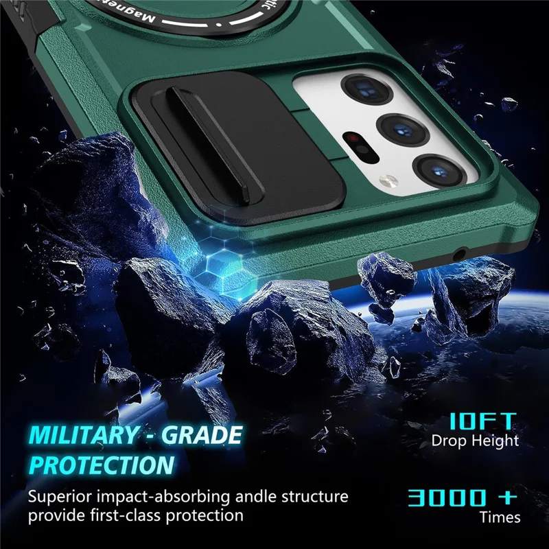 For Samsung Galaxy Note20 Ultra / Note20 Ultra 5G Case Anti-drop PC+TPU Phone Shell Magnetic Case - Blackish Green