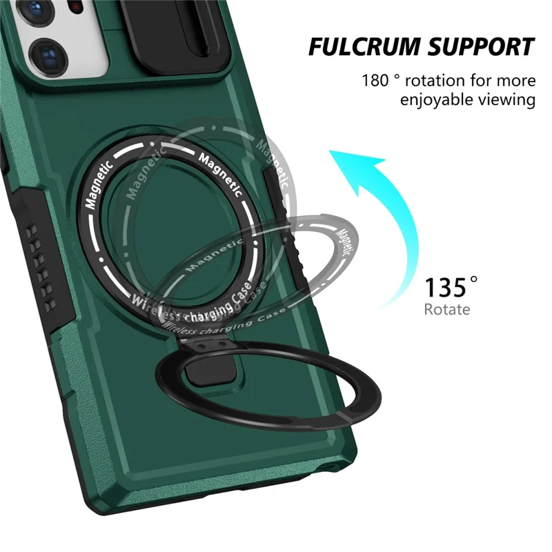 For Samsung Galaxy Note20 Ultra / Note20 Ultra 5G Case Anti-drop PC+TPU Phone Shell Magnetic Case - Blackish Green