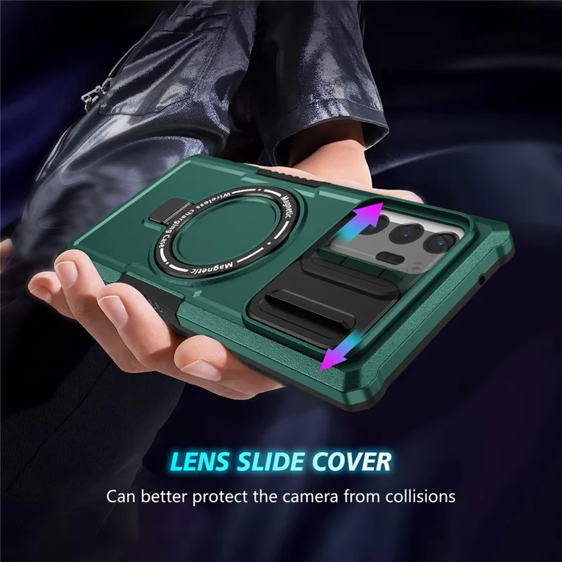 For Samsung Galaxy Note20 Ultra / Note20 Ultra 5G Case Anti-drop PC+TPU Phone Shell Magnetic Case - Blackish Green