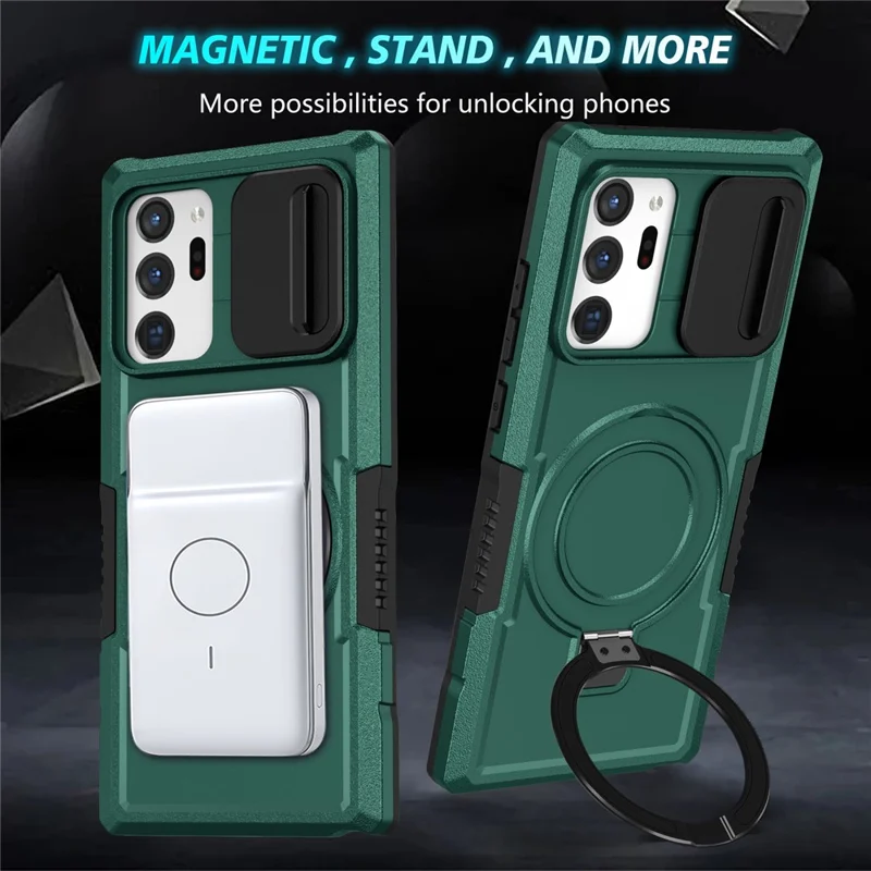 For Samsung Galaxy Note20 Ultra / Note20 Ultra 5G Case Anti-drop PC+TPU Phone Shell Magnetic Case - Blackish Green
