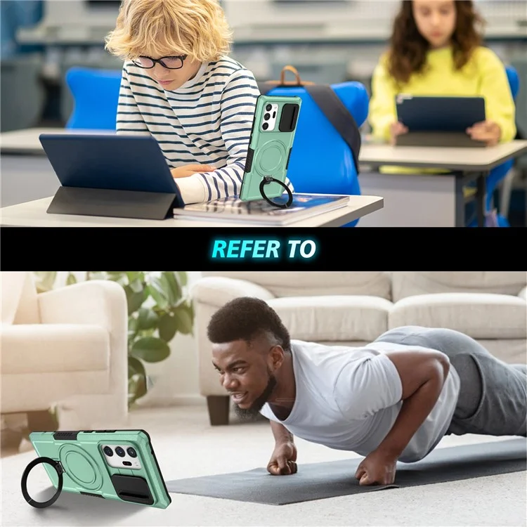 For Samsung Galaxy Note20 Ultra / Note20 Ultra 5G Case Anti-drop PC+TPU Phone Shell Compatible with MagSafe - Light Green