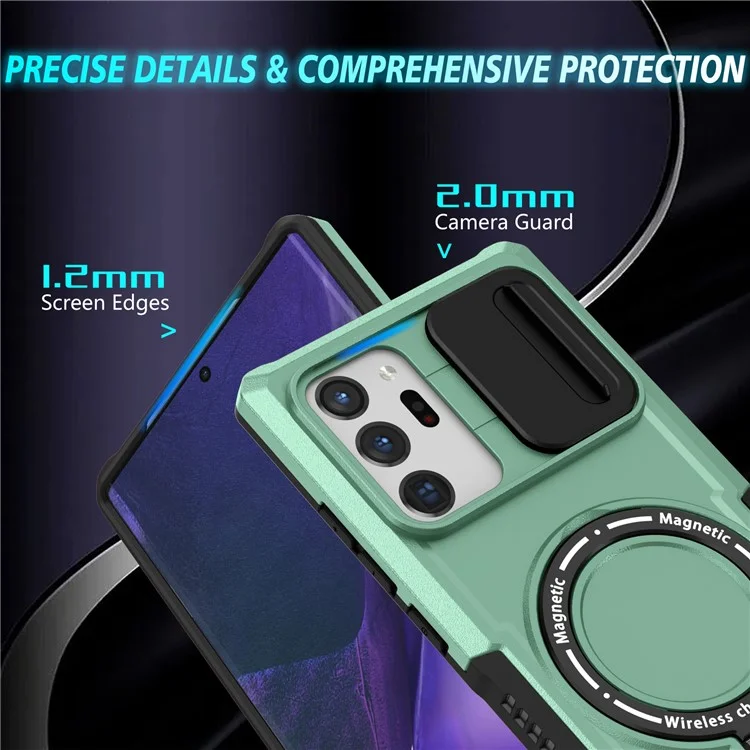 For Samsung Galaxy Note20 Ultra / Note20 Ultra 5G Case Anti-drop PC+TPU Phone Shell Compatible with MagSafe - Light Green