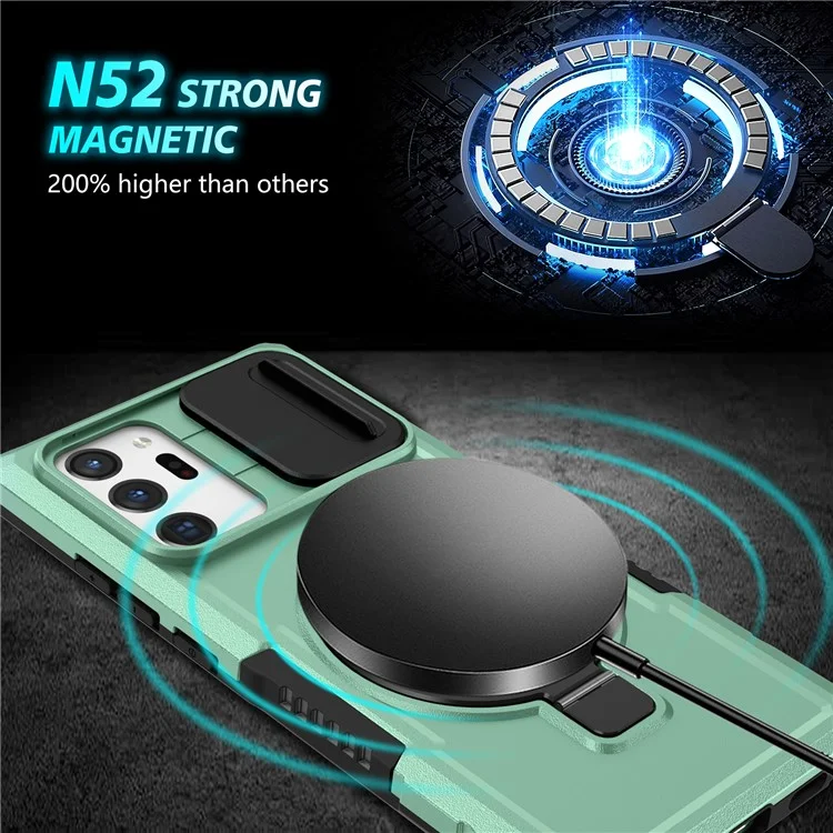 For Samsung Galaxy Note20 Ultra / Note20 Ultra 5G Case Anti-drop PC+TPU Phone Shell Compatible with MagSafe - Light Green