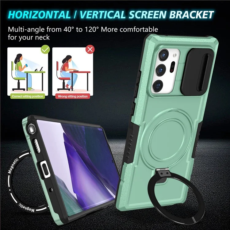 For Samsung Galaxy Note20 Ultra / Note20 Ultra 5G Case Anti-drop PC+TPU Phone Shell Compatible with MagSafe - Light Green