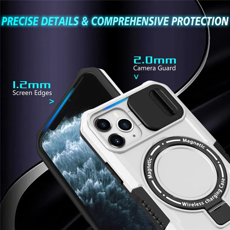 For iPhone 11 Pro Case Compatible with MagSafe PC+TPU Camera Protection Phone Cover - Black / White