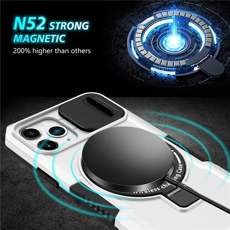 For iPhone 11 Pro Case Compatible with MagSafe PC+TPU Camera Protection Phone Cover - Black / White