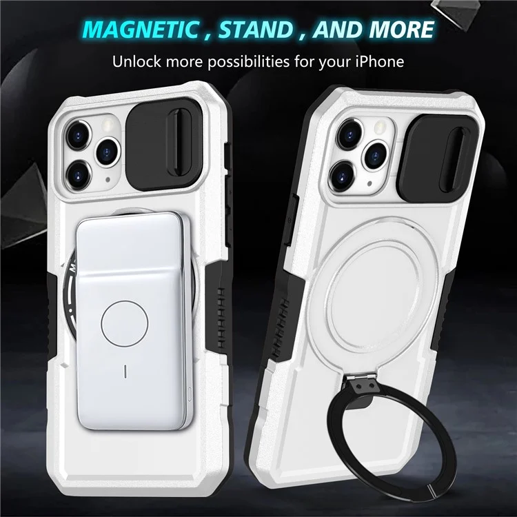 For iPhone 11 Pro Case Compatible with MagSafe PC+TPU Camera Protection Phone Cover - Black / White