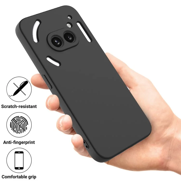 For Nothing Phone (2a) Case with Hand Strap Soft Lining Liquid Silicone Phone Cover - Black