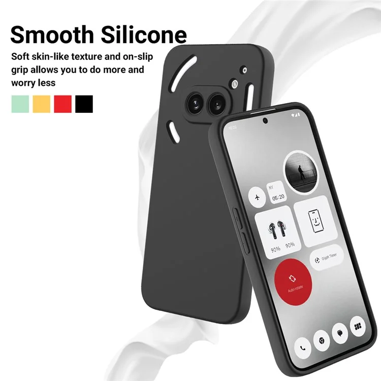 For Nothing Phone (2a) Case with Hand Strap Soft Lining Liquid Silicone Phone Cover - Black