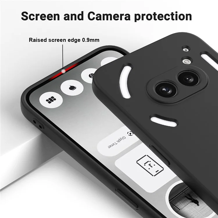 For Nothing Phone (2a) Case with Hand Strap Soft Lining Liquid Silicone Phone Cover - Black
