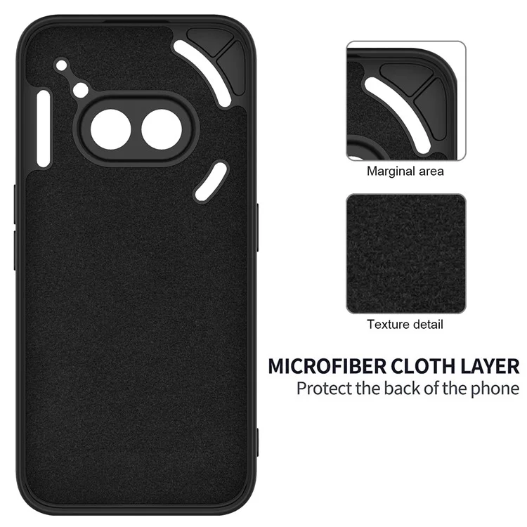 For Nothing Phone (2a) Case with Hand Strap Soft Lining Liquid Silicone Phone Cover - Black