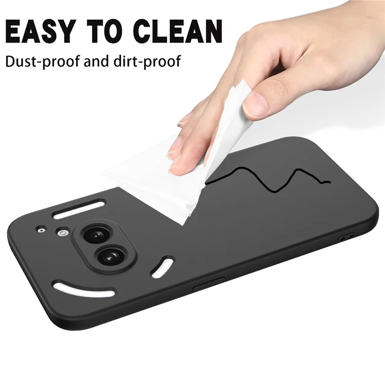 For Nothing Phone (2a) Case with Hand Strap Soft Lining Liquid Silicone Phone Cover - Black
