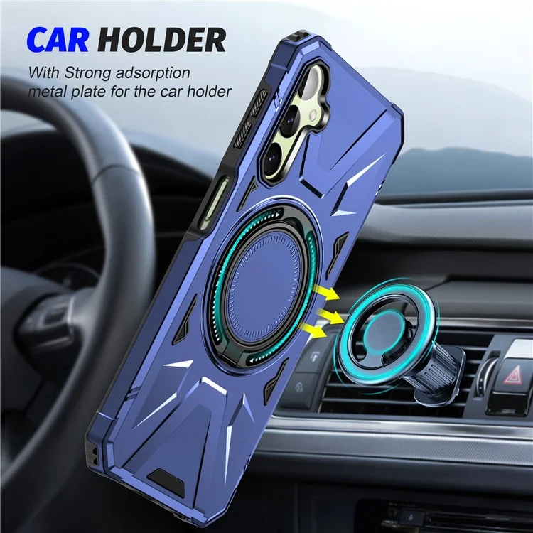 For Samsung Galaxy A05 4G Case TPU+PC Magnetic Phone Cover with Ring Kickstand - Navy Blue