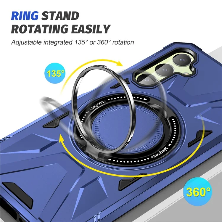 For Samsung Galaxy A05 4G Case TPU+PC Magnetic Phone Cover with Ring Kickstand - Navy Blue