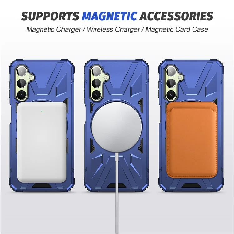 For Samsung Galaxy A05 4G Case TPU+PC Magnetic Phone Cover with Ring Kickstand - Navy Blue