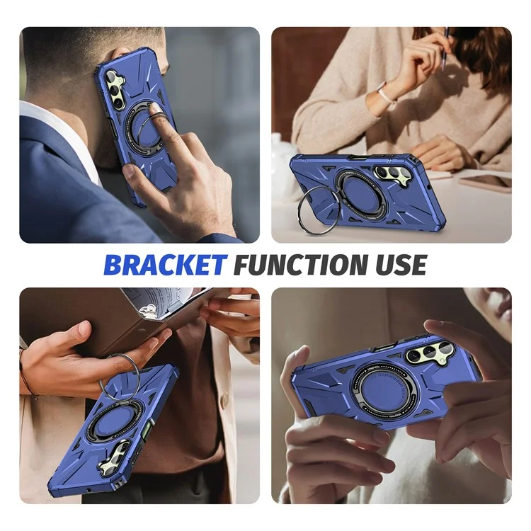 For Samsung Galaxy A05 4G Case TPU+PC Magnetic Phone Cover with Ring Kickstand - Navy Blue