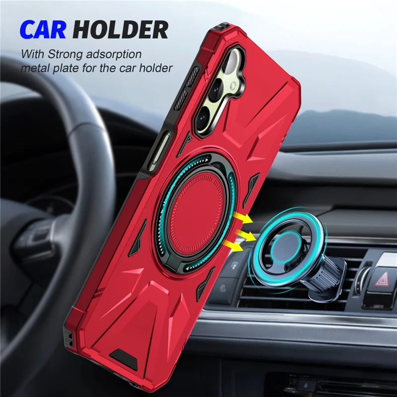 For Samsung Galaxy A05 4G Case TPU+PC Magnetic Phone Cover with Ring Kickstand - Red