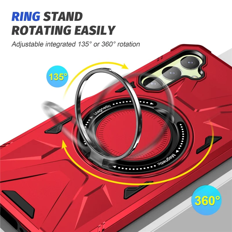 For Samsung Galaxy A05 4G Case TPU+PC Magnetic Phone Cover with Ring Kickstand - Red