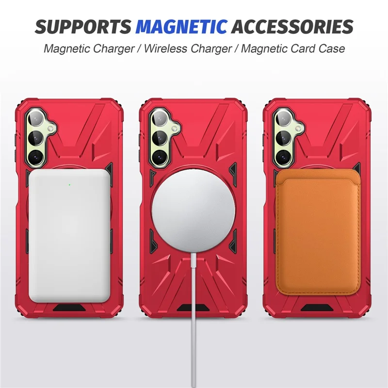 For Samsung Galaxy A05 4G Case TPU+PC Magnetic Phone Cover with Ring Kickstand - Red