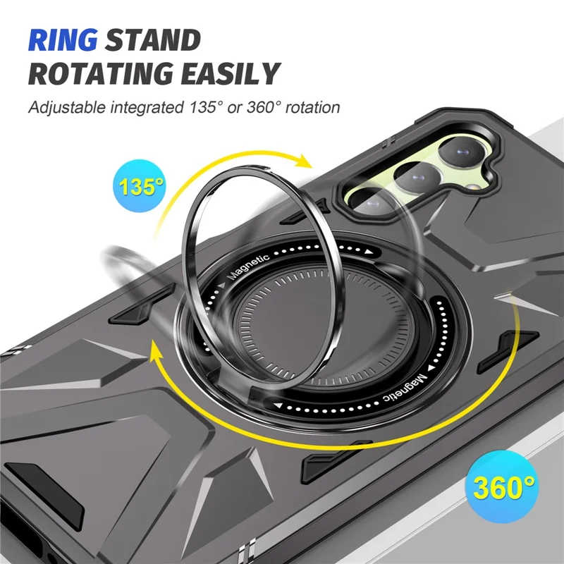 For Samsung Galaxy A05 4G Case TPU+PC Magnetic Phone Cover with Ring Kickstand - Grey