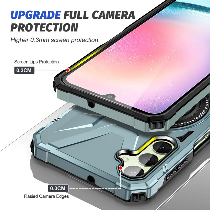 For Samsung Galaxy A05 4G Case TPU+PC Magnetic Phone Cover with Ring Kickstand - Green