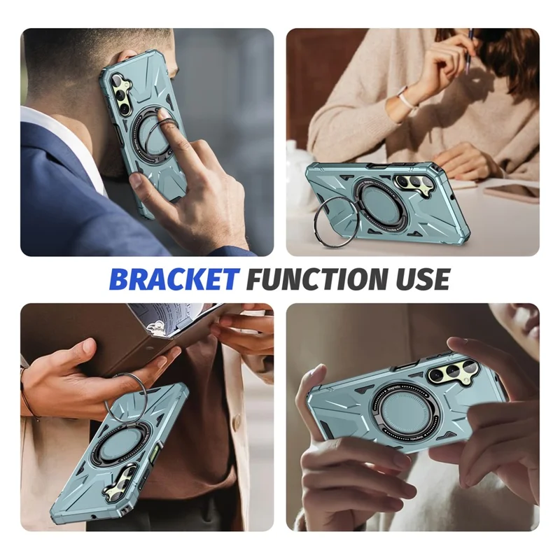 For Samsung Galaxy A05 4G Case TPU+PC Magnetic Phone Cover with Ring Kickstand - Green