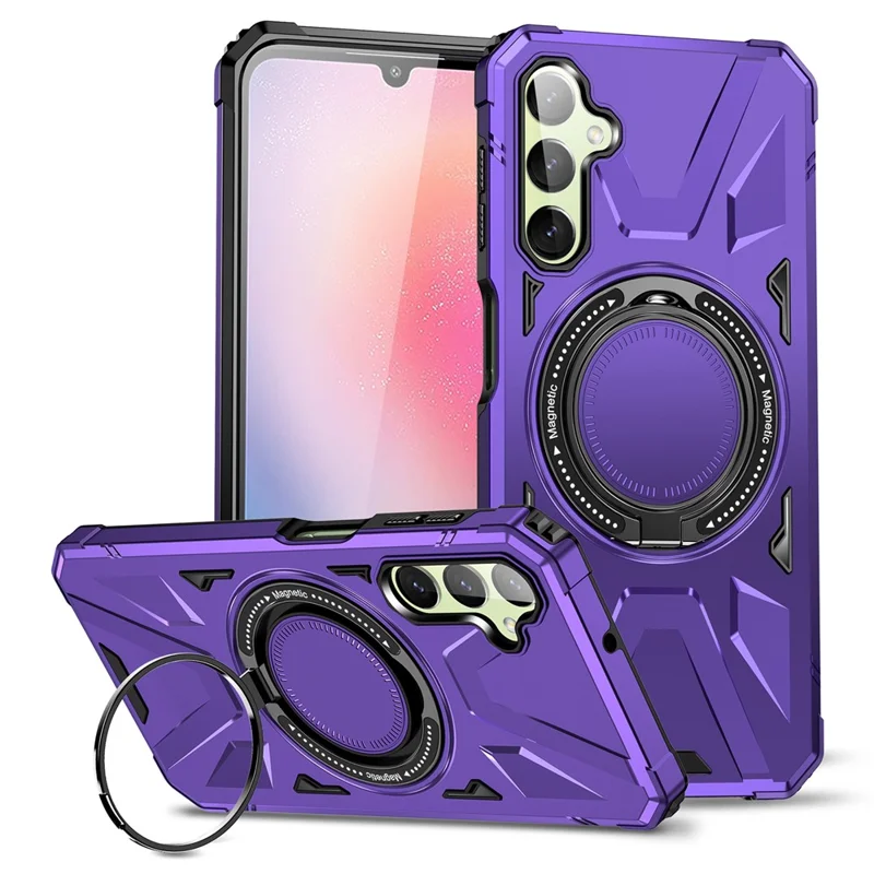 For Samsung Galaxy A05 4G Case TPU+PC Magnetic Phone Cover with Ring Kickstand - Purple