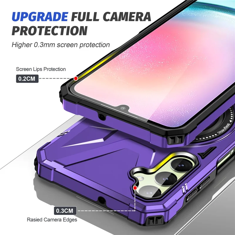 For Samsung Galaxy A05 4G Case TPU+PC Magnetic Phone Cover with Ring Kickstand - Purple