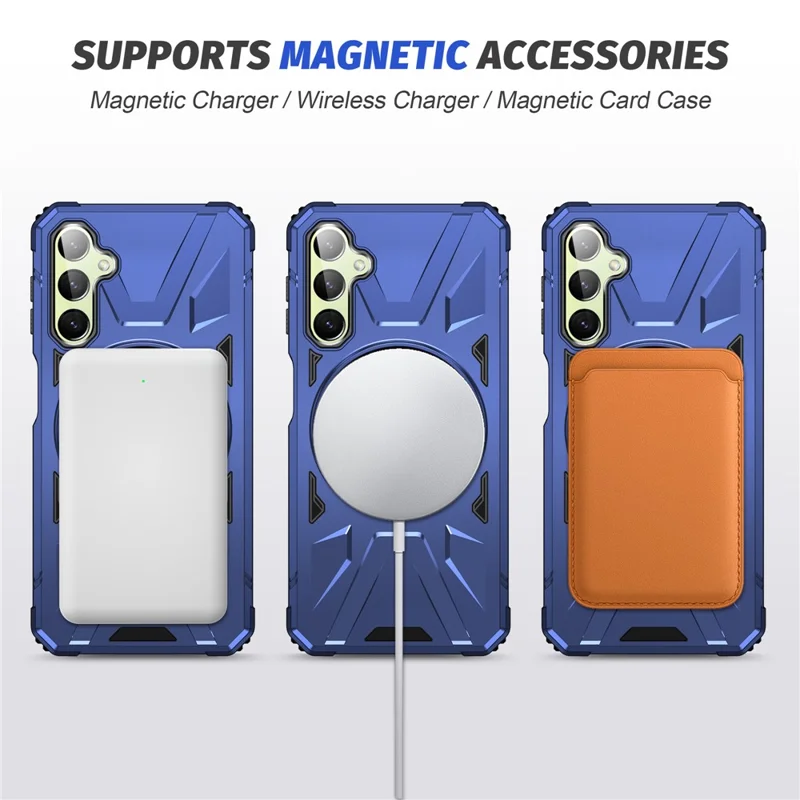 Per Samsung Galaxy A35 5G Custodia magnetica con supporto ad anello - Blu navy