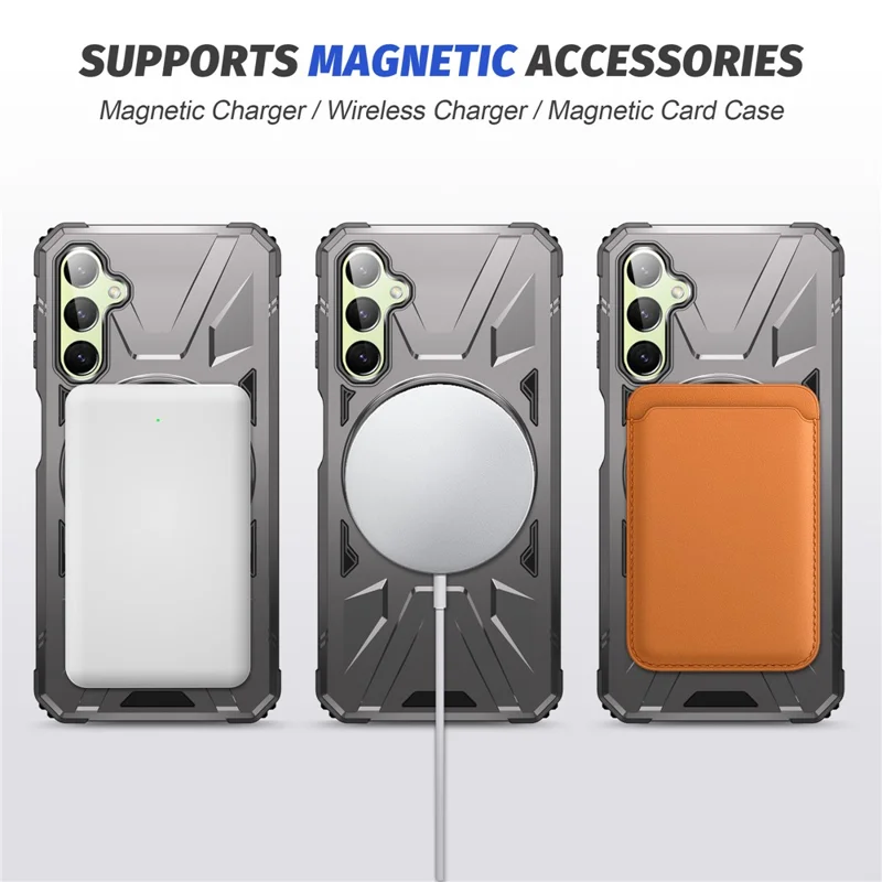 For Samsung Galaxy A35 5G Magnetic Case Ring Holder Kickstand TPU+PC Phone Cover - Grey