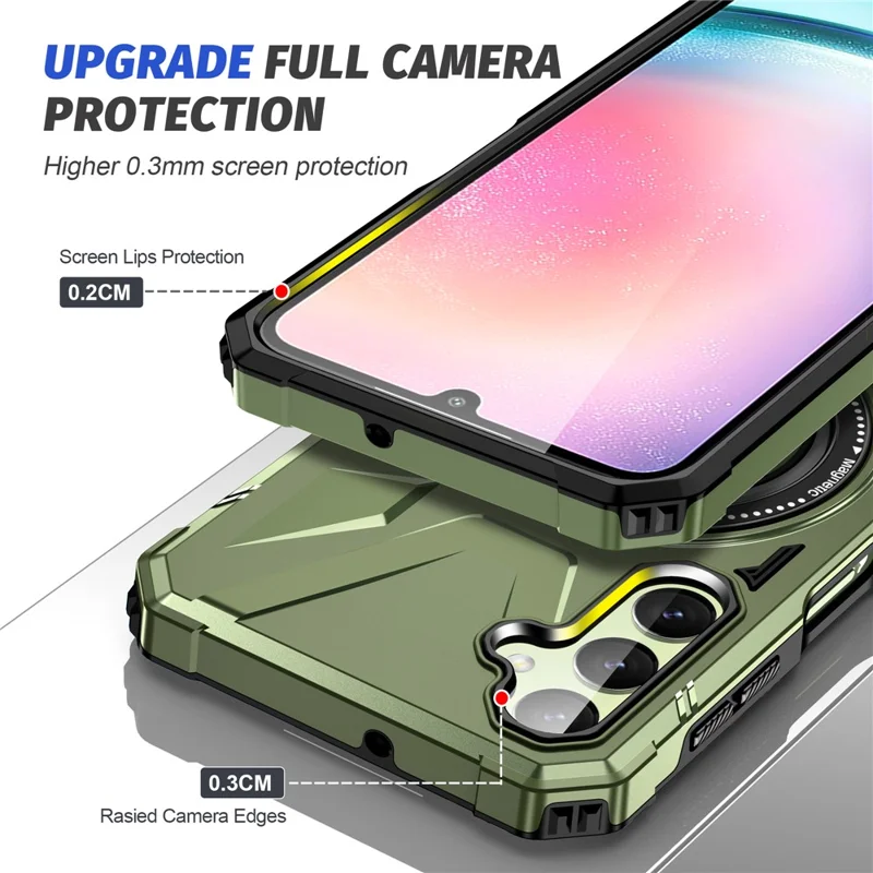 For Samsung Galaxy A35 5G Magnetic Case Ring Holder Kickstand TPU+PC Phone Cover - Dark Green