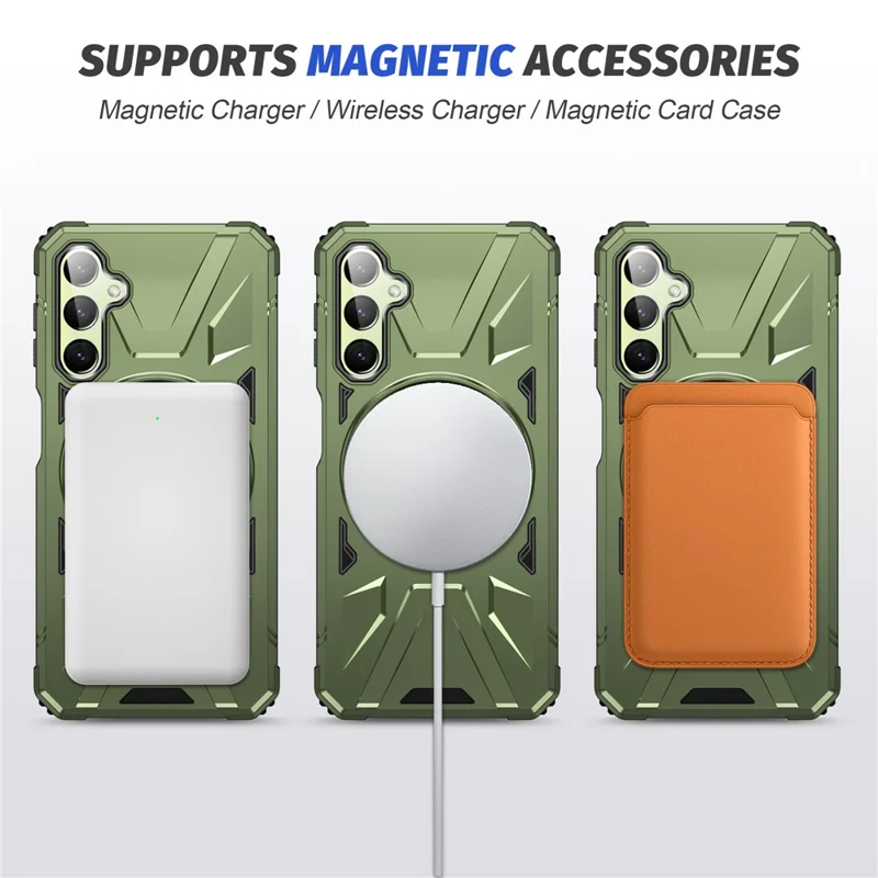For Samsung Galaxy A35 5G Magnetic Case Ring Holder Kickstand TPU+PC Phone Cover - Dark Green