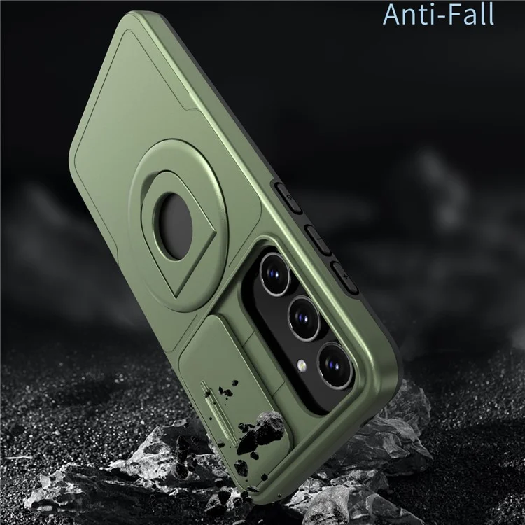 For Samsung Galaxy A35 5G Case with Slide Camera Cover TPU+PC Phone Protector - Green